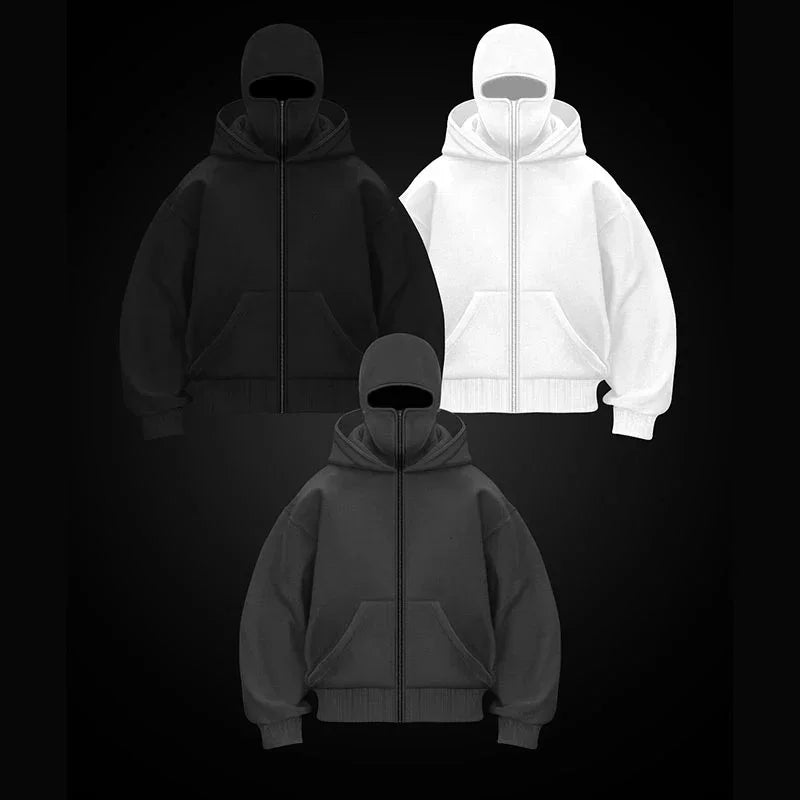 Plain Design Hooded Zip Up Sweatshirt for Men Women Autumn Winter Ins Style Couple Matching BAZAARHUBO