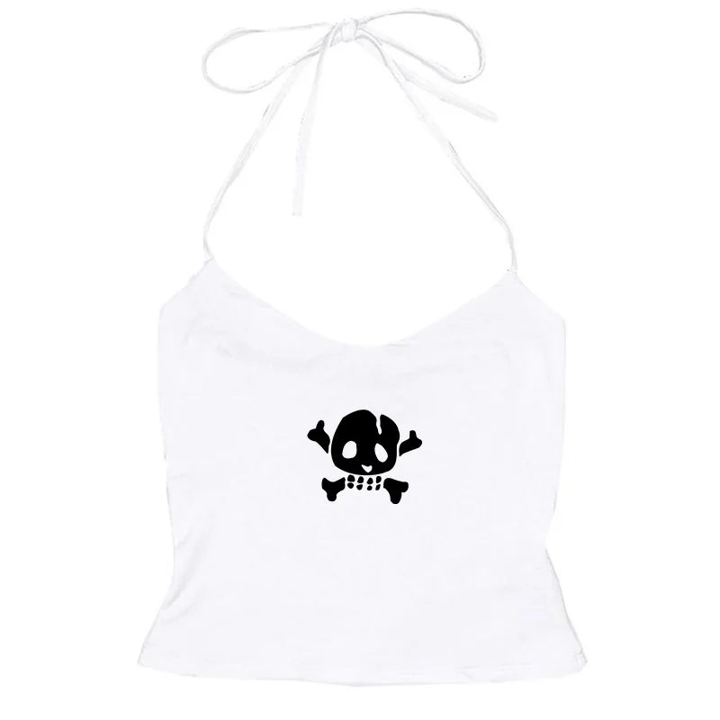 Spice Girls Skull Lace Y2k Tank Top Harajuku Graphic Print Rock Goth Crop top Hip Hop Retro Sleeveless T-shirt Punk Street Sling