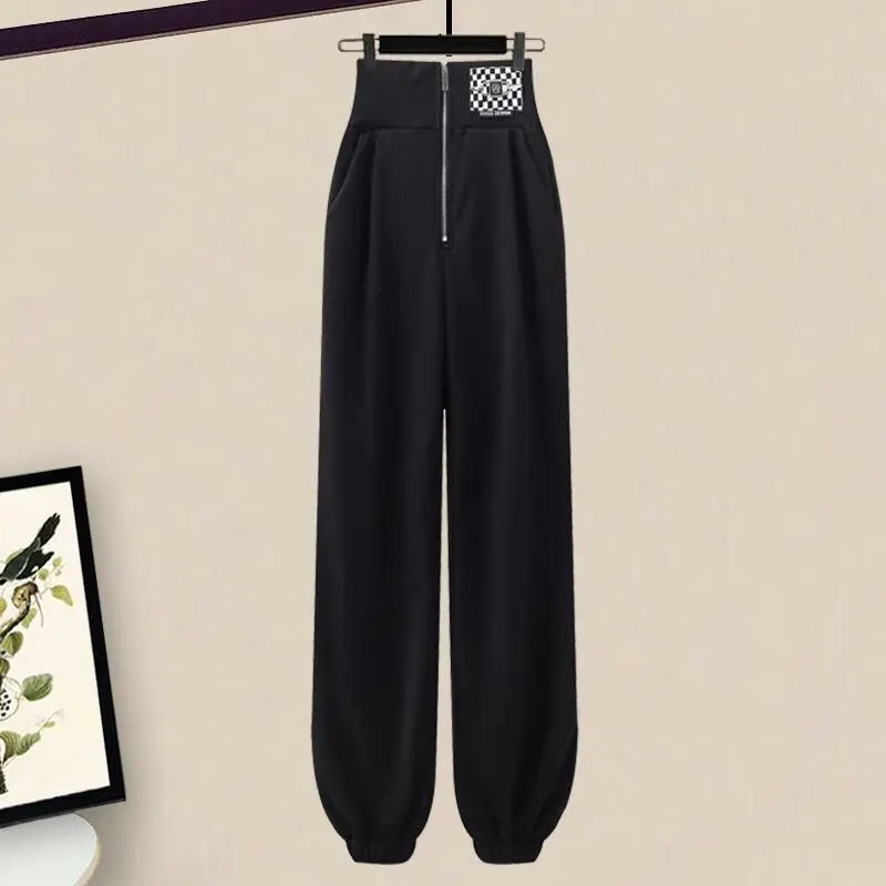 Korean Elegant Sportswear Suit Women's Spring Autumn Fashion Short Sweater+Suspenders+Pants Three Piece Female Tracksuit Set