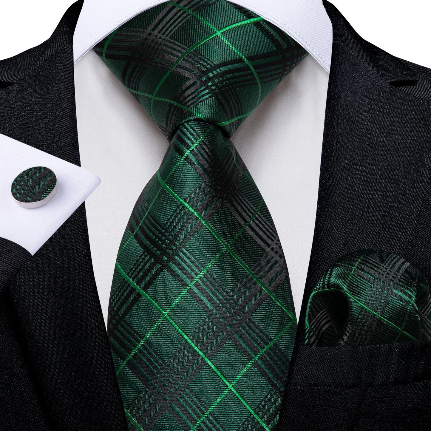 Dark Red Plaid Silk Ties for Men Classic 8cm Business Wedding Party Accessories Pocket Square Cufflinks Gift DiBanGu Dropship BAZAARHUBO
