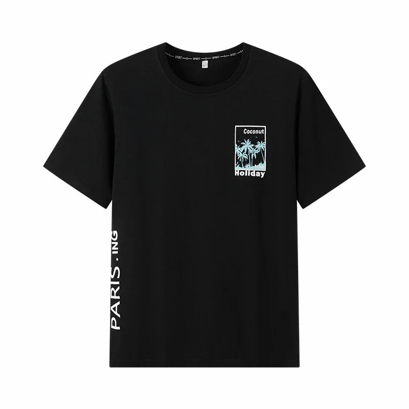 Men T Shirt Printed Popular Tees Big Size 110-175kg 6XL/7XL Plus Size Fashion Cotton Round Neck Short Sleeve Oversized Tops