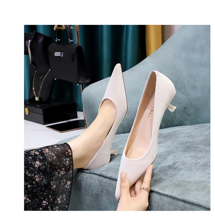 BIGTREE Shoes Women 4.5 Cm Heels Pointed Toe Woman Pumps Fashion Kitten Heels Large Size 34-43 Sexy Mid Heeled Female Shoes 2026