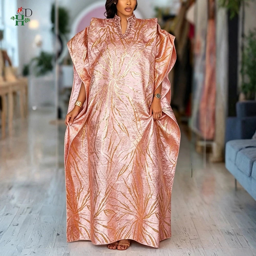 2025 New African Clothes For Women Kaftan Dress Fashion Party Dress Vintage Summer Gown Casual Vestidos Muslim Robe BouBou