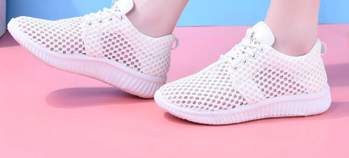 women's summer mesh shoes women's breathable mesh surface casual sports comfort mother's shoes anti slip soft sole  white shoe