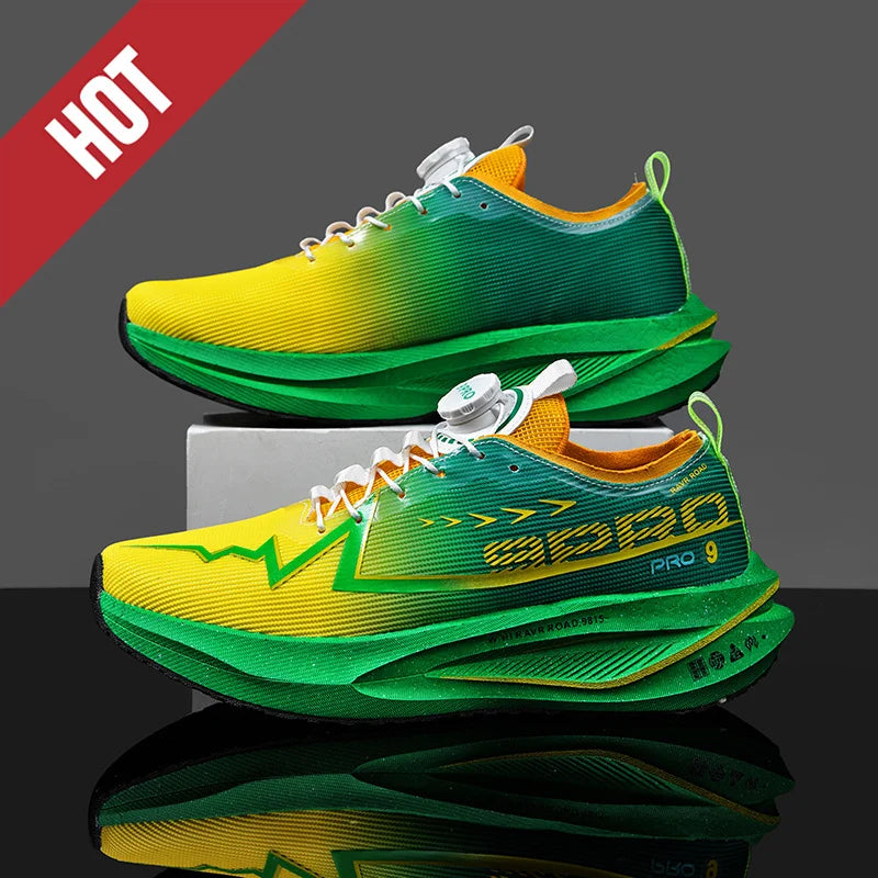 Fluorescence Running Shoes Carbon Board Marathon Men Sports Breathable Lightweight Women's Comfortable Athletic Sneakers Casual