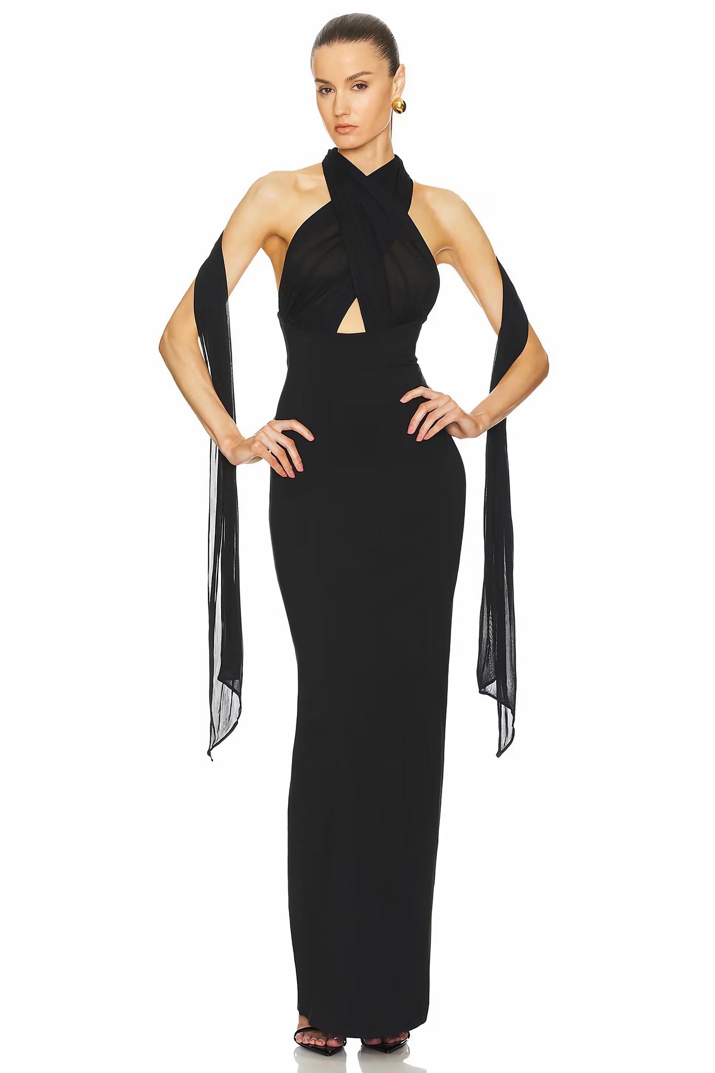 Long Dresses Women Elegant Shinny Deep V Midi Dress Female Sleeveless Backless Long Vestidos Lady Party Club Evening Robes