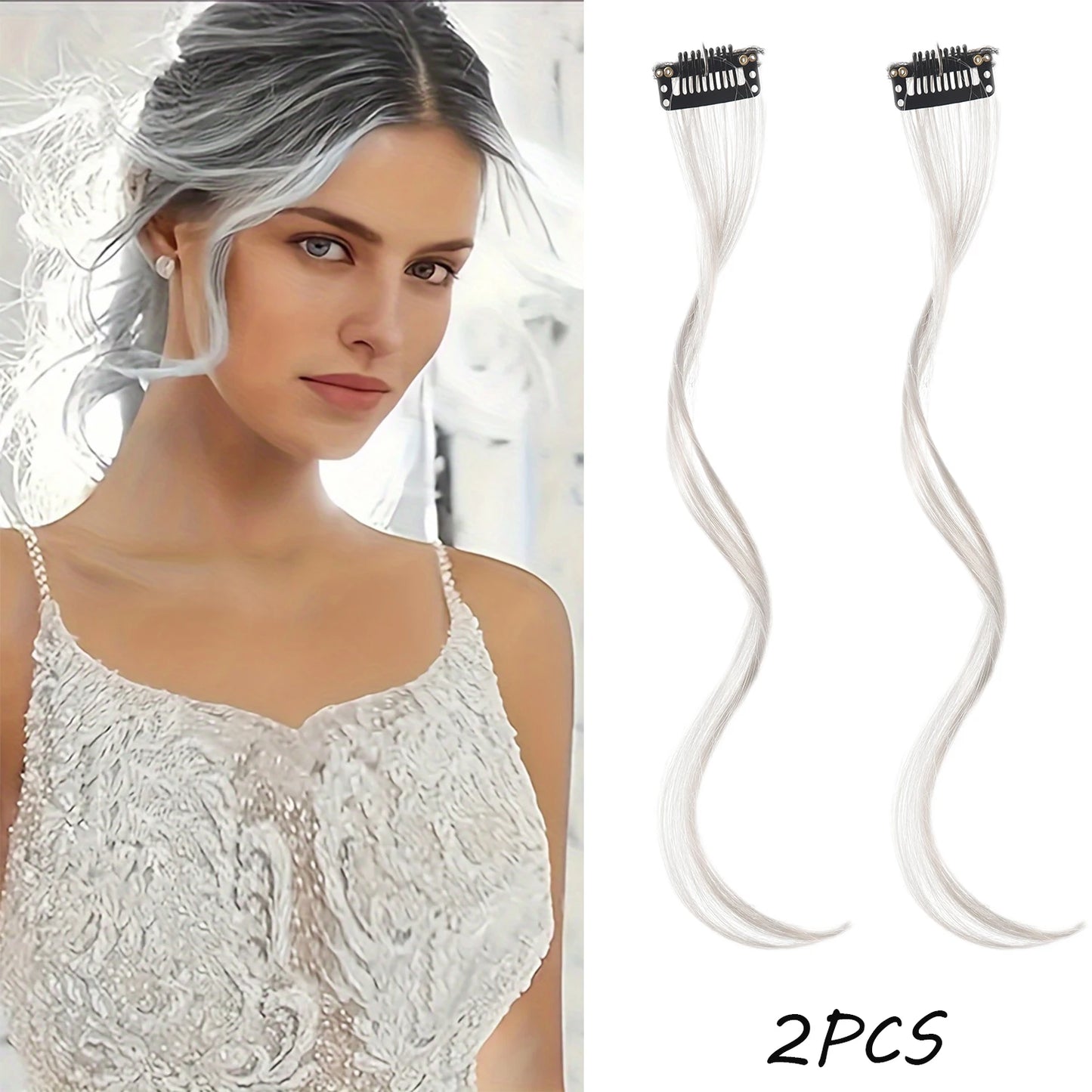 2PC synthetic Bangs Wig Hair Extensions Curly Clip-on Hair Front Side Long Wavy Blone Bangs With Clip Invisible Fringe Fake Hai