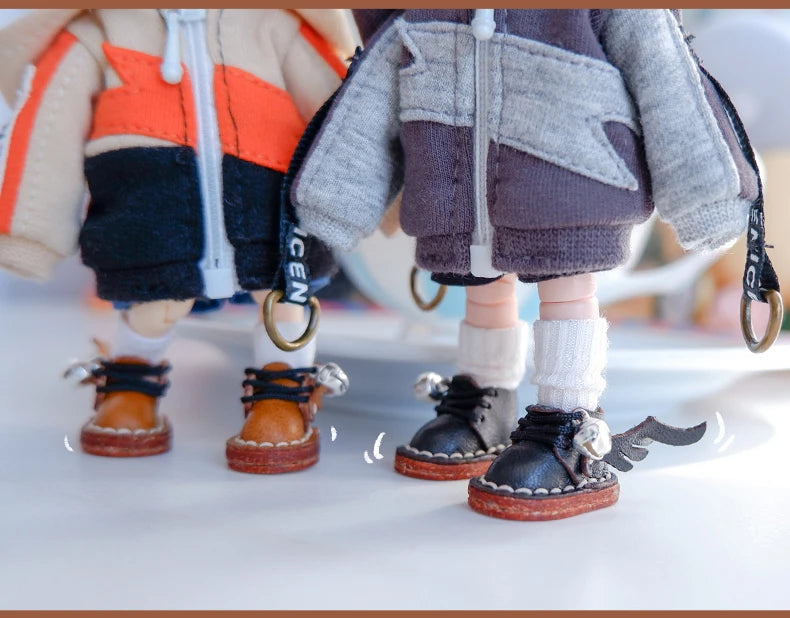 OB11 Doll Shoes Fashion Cowhide Boots Shoes for GSC, YMY, Obitsu 11, 1/12bjd Doll Accessories