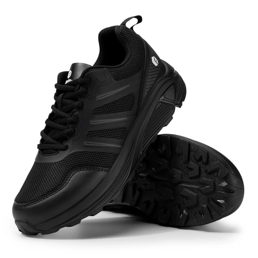 FitVille Men's Trail Running Shoes Outdoor Sneakers Wide Anti-slip Cushioning Lightweight for Swollen Feet with Arch Support