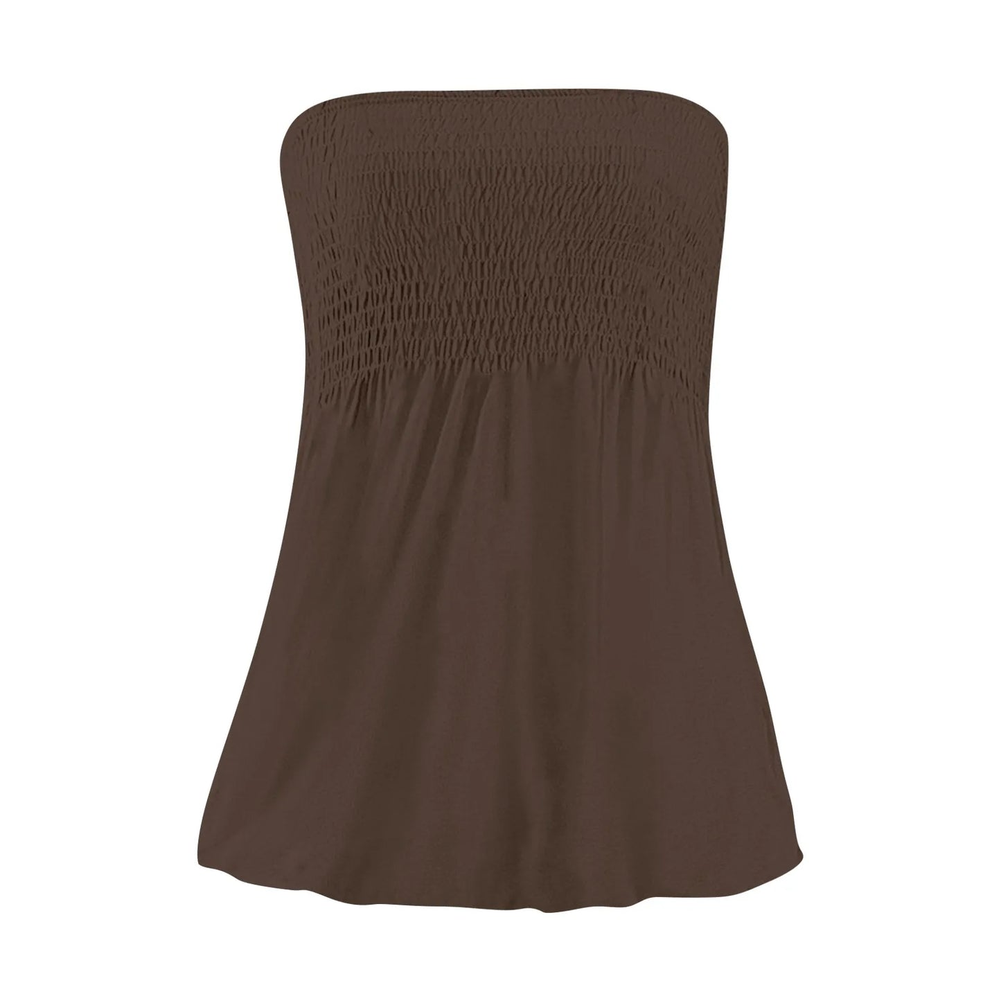 Sexy Streetwear Tops 2024 New Summer Sexy Backless Strapless Beach Top Female Chic Solid Color Korean Style Pleated Tube Top