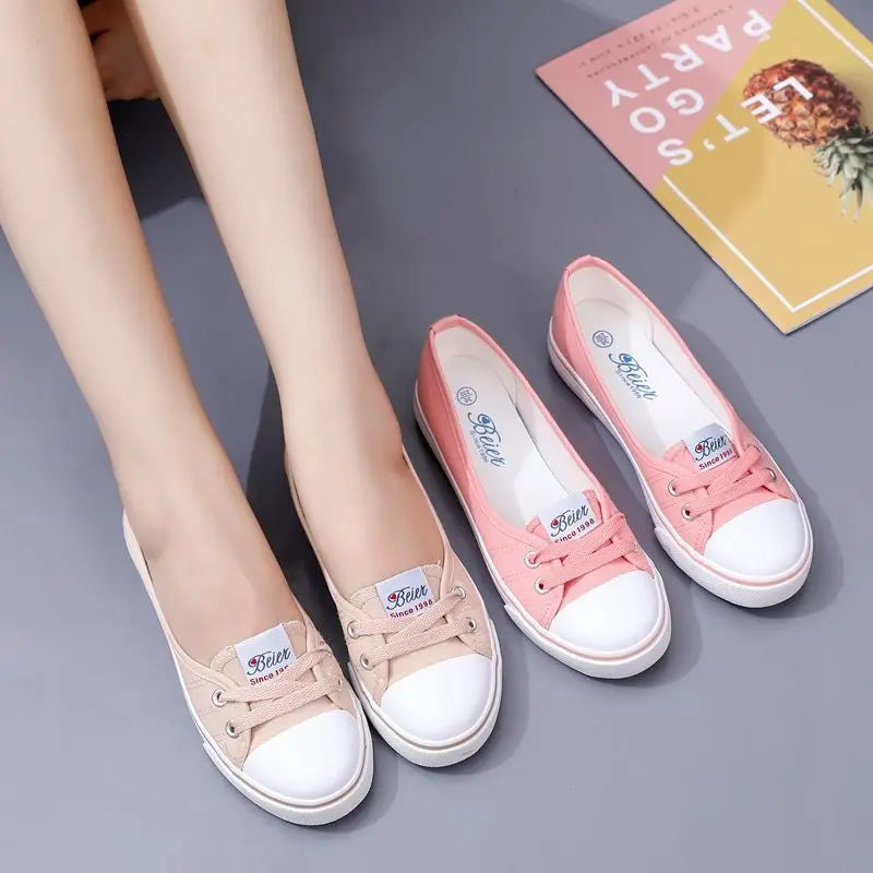 Red Women Footwear Flat Round Toe Black Canvas Ladies Shoes New Arrival 2025 Sale Cheap Vulcanized for Casual Urban 39 Walking A