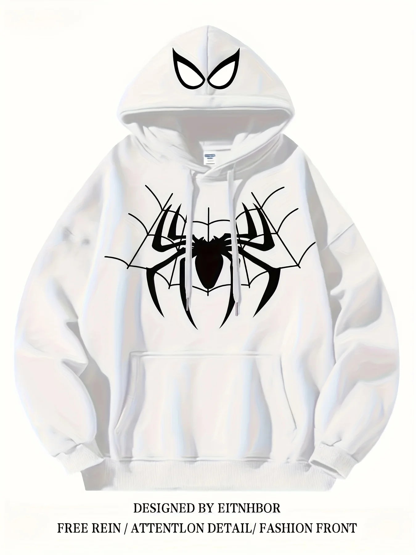 Spider Tide Cool Personality Print Men Women Hooded Sweatshirt Autumn Winter Daily Outdoor Holiday Casual Loose Warm Sportswear BAZAARHUBO