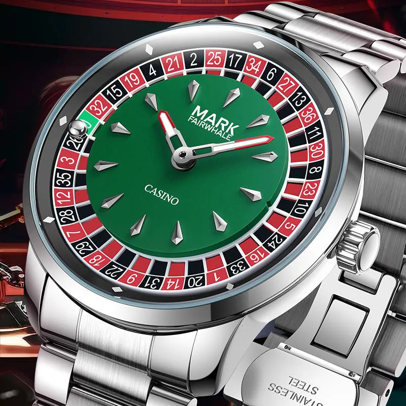 Mark Fairwhale 5031 Fashionable Roulette Men watch Trendy Night Light Waterproof Quartz Watch Light Luxury Watches for Men