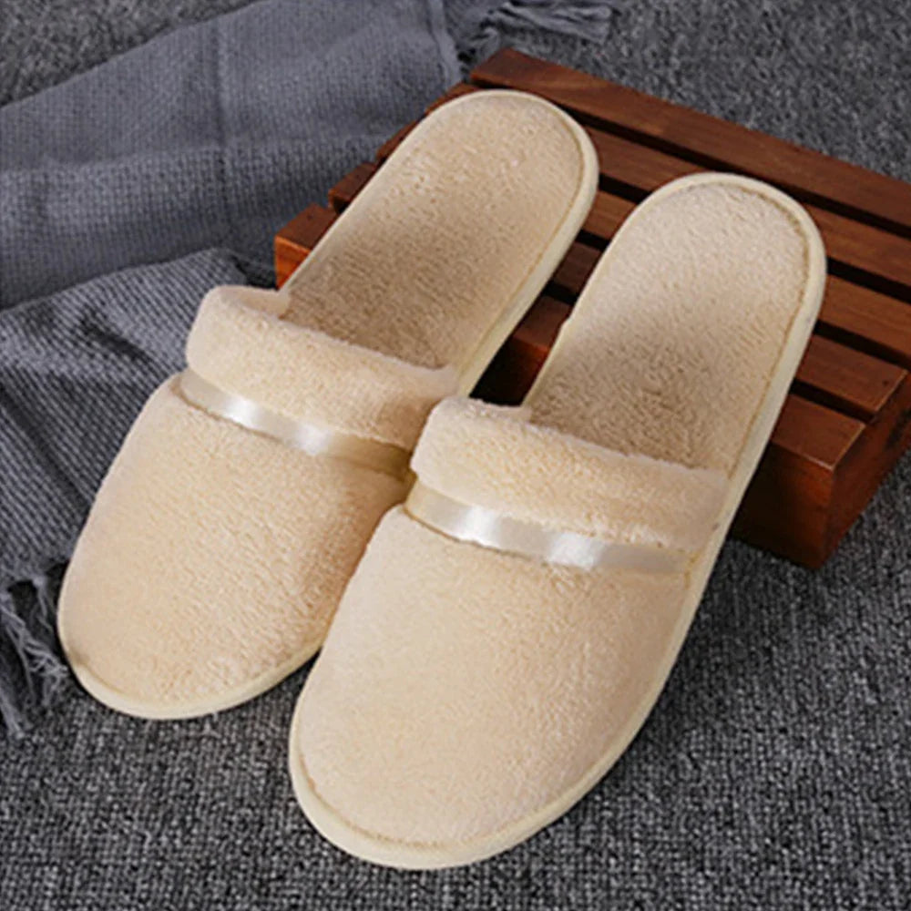 1Pair Coral fleece Men Women Cheap Hotel Slippers Cotton Slides Home Travel SPA Slipper Hospitality Comfort Home Guest Shoes
