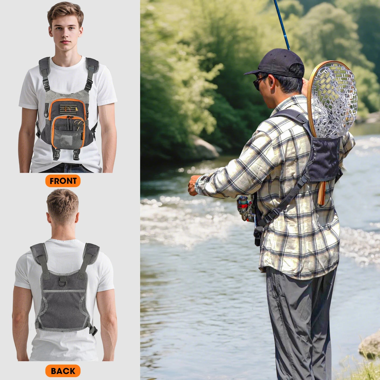 Fly Fishing Bag For Men and Women Fishing Chest Pack Fishing Tackle Boxes Storage Bags Outdoor Ultra Light Vest Fanny Packs