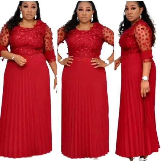 African Dresses For Women 2025 Africa Clothing Muslim Pleated Long Dress Fashion African Maxi Dress For Lady
