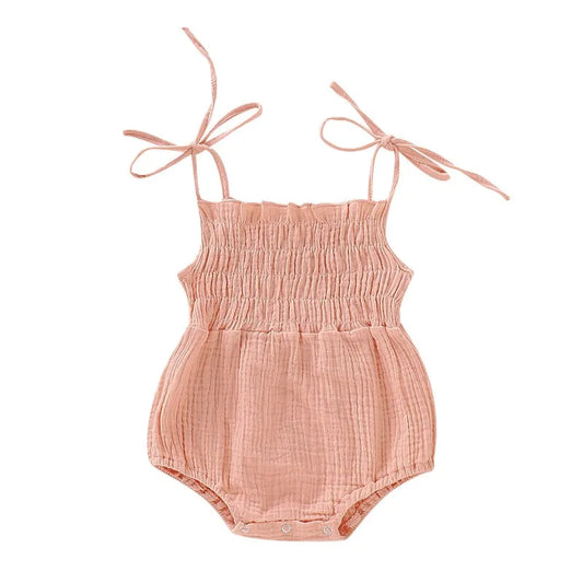 Baby Clothing Summer Newborn Infant Baby Girl Solid Color Sleeveless Romper Jumpsuit Outfit Clothes Cotton Adjustable