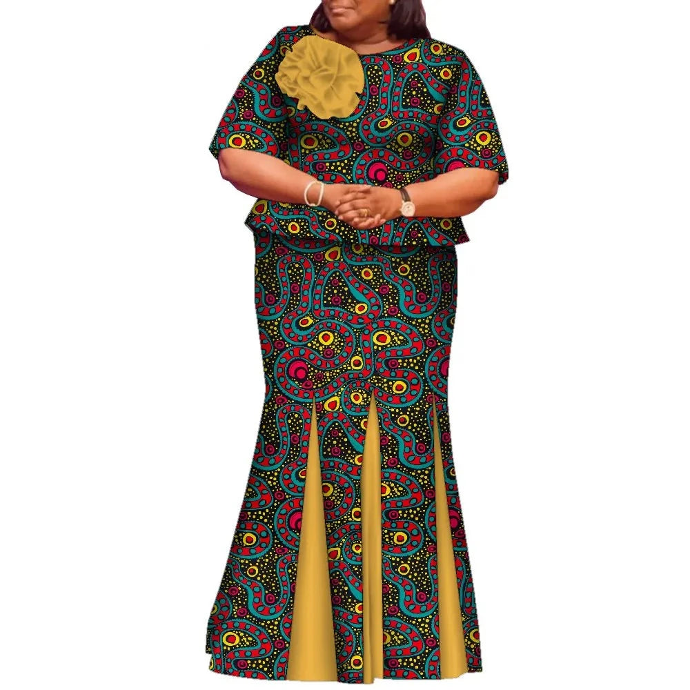African Skirts and Top Sets for Women Party Ankara Fashion African Print Clothes Dashiki Outfits Lady Evening Gowns WY2143