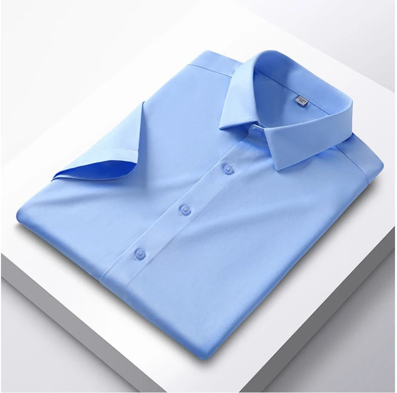 Men's 6XL Large High Quality Formal Shirts Short Sleeve Summer Clothing Non iron Business Casual ice Silk ice Feeling T-Shirts