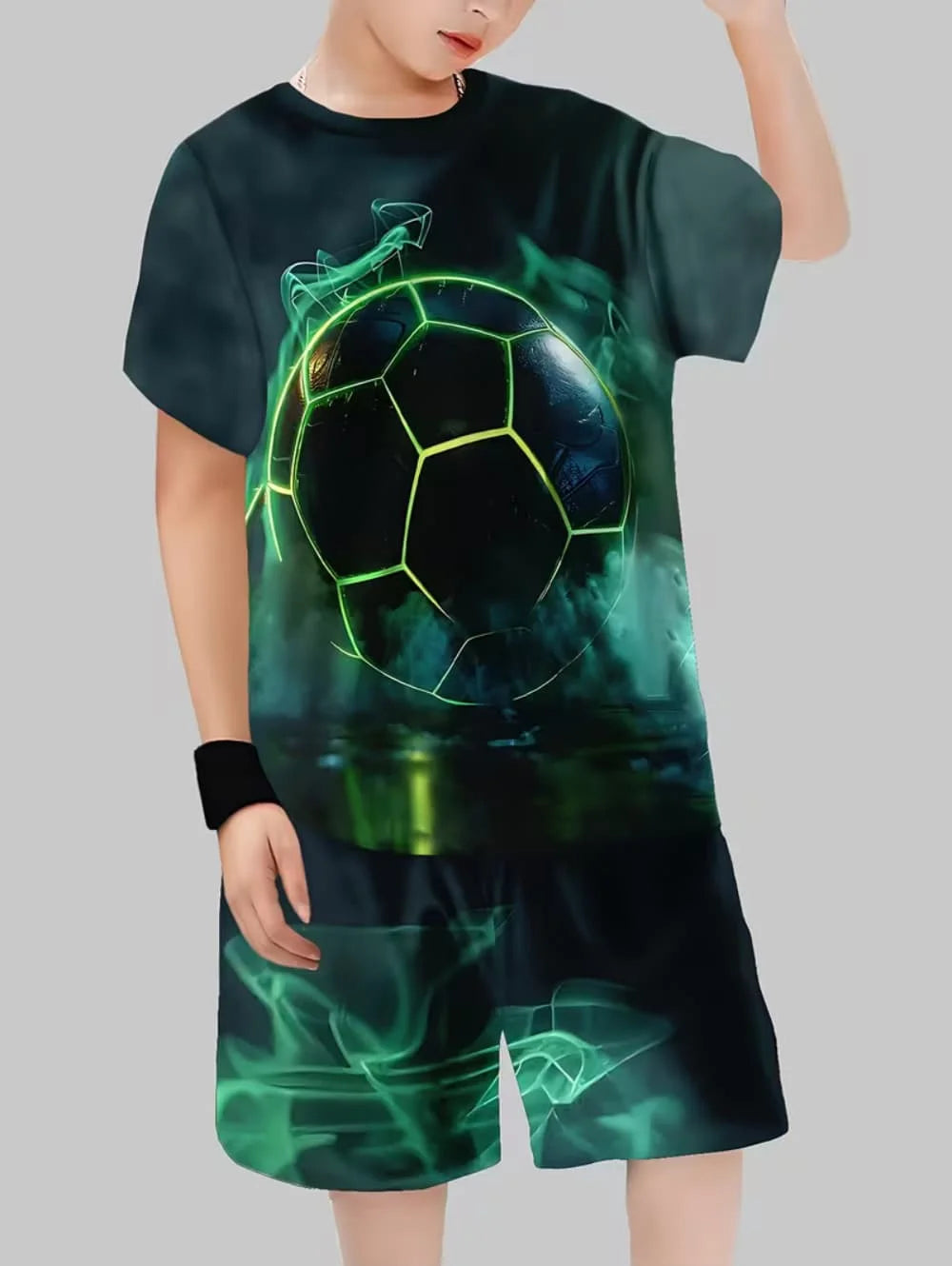 2026 Summer Children's Sports Set Football 3D Print Soccer Jersey Sets for Children Quick-Dry T-Shirt Shorts Children's Clothing