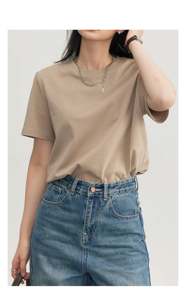 CHIC VEN Women's Tees Basic O Neck Short Sleeve Pullover T-shirt for Woman Solid Female Top Casual Ladies Tshirt Summer 2024