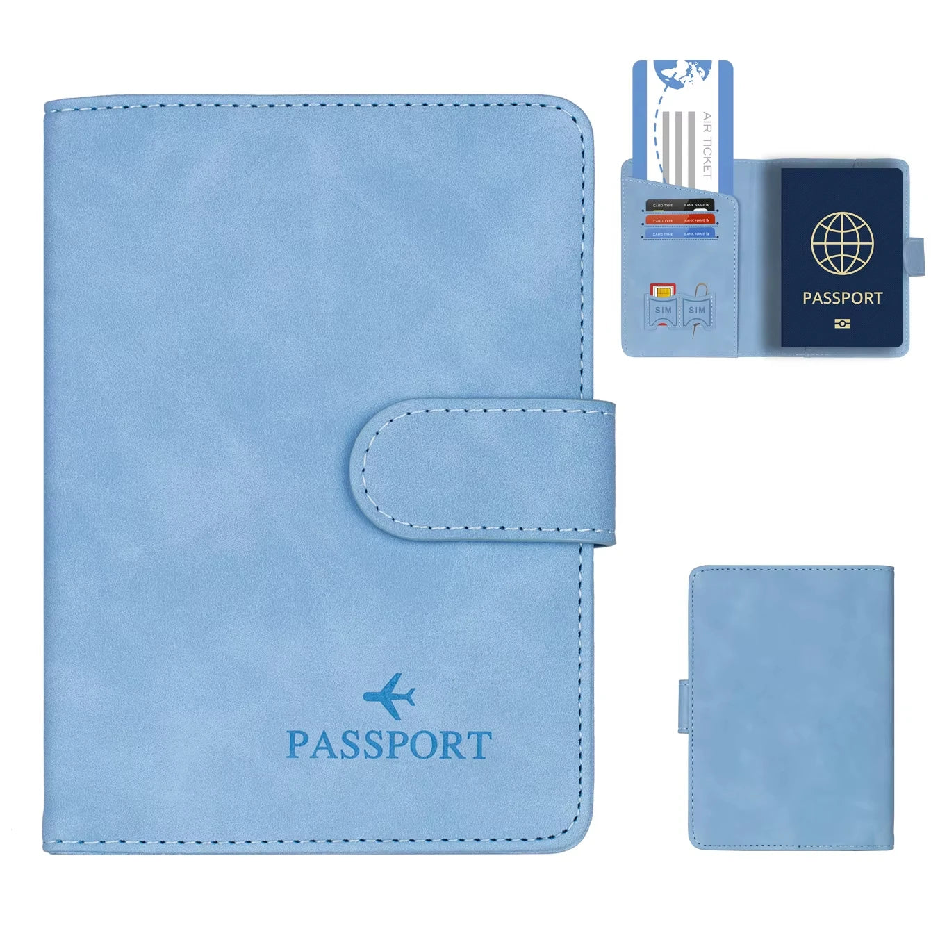 Simple Travel Passport Holder Cover Case Wallet RFID Blocking Business PU Leather Card Case Travel Accessories for Women Men