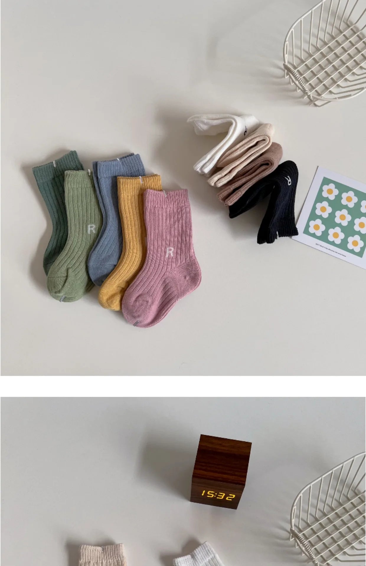 Korean Fashion Letter Socks Baby Boys Girls Breathable Soft Socks Infant Toddler Children Kids Casual Sport Socks 0-6years Old