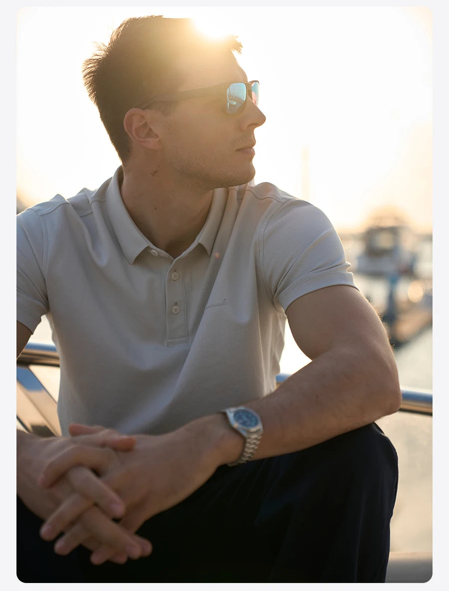 SIMWOOD 2026 Summer New 230gsm Sorona Cotton Pique Polo Shirt Men Regular Fit Short Sleeve Breathable Smart Casual Golf T-Shirt