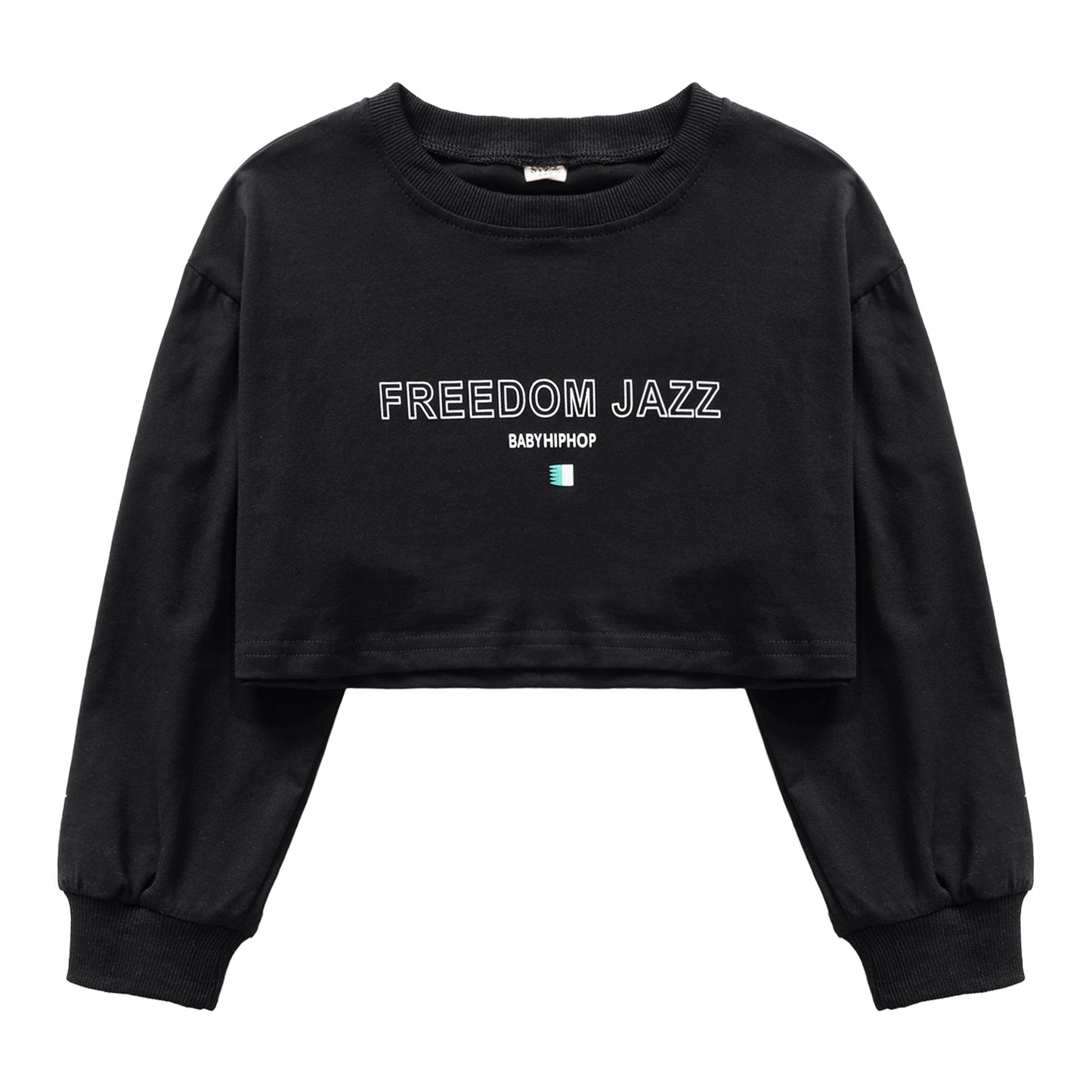 Kids Girl Long Sleeve Fashion Crop Top Casual Loose Pullover T-shirt for Hip-Hop Jazz Street Dance Performance School Daily Wear
