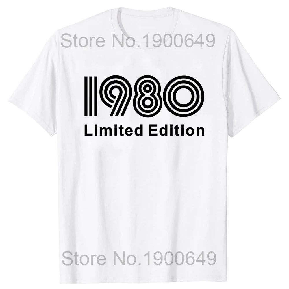 Men's Vintage 44th Birthday T-Shirt Summer 44 Year Classic 1980 Limited Edition Custom Printed Short Sleeve T-Shirt Top Tees