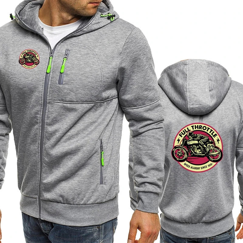 Vintage Men's Hoodies FULL THROTTLE CAFE RACER Special Edition ROCKABILLY BIKER Motorcycle Zipper Hooded Outerwears Hoodies 5HGG