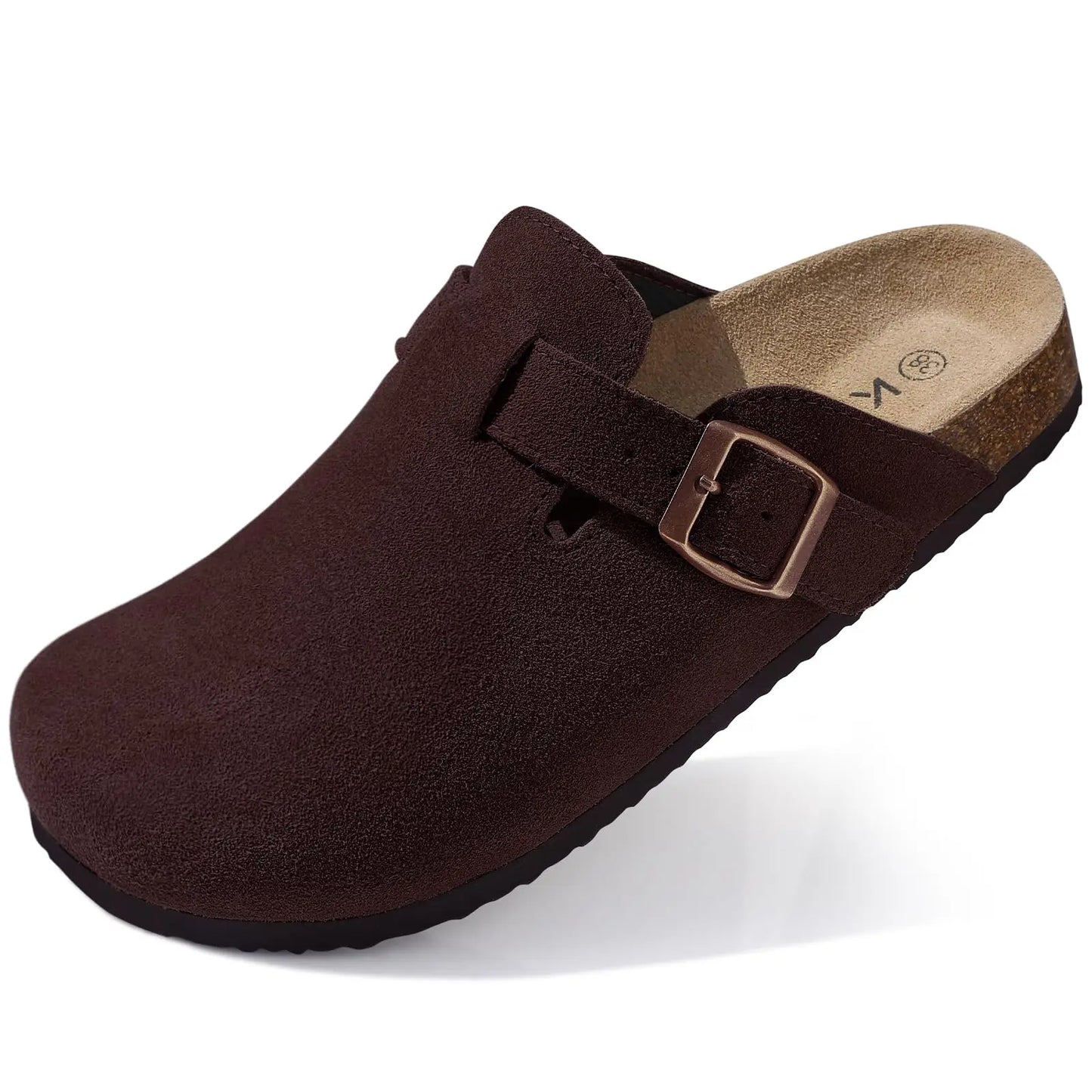 Evshine Men' s Cork Suede Mules with Arch Support Classic Potato Shoes Cozy Cork Footbed Clogs Slippers Men Fashion Beach Sandal