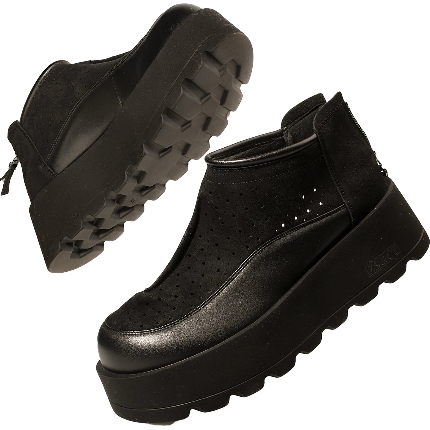 Fujin 6CM Suede Cow Genuine Leather Moccasins Women Platform Wedge Flats Women Shoes Ankle Booties Females ZIP Pumps Shoes