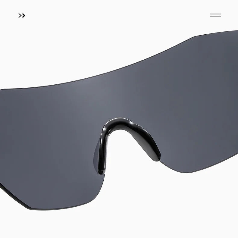 New Y2k Trendy Cycling Sports Sunglasses With Stylish Hollow Temple Frameless One-piece Glasses 353 BAZAARHUBO