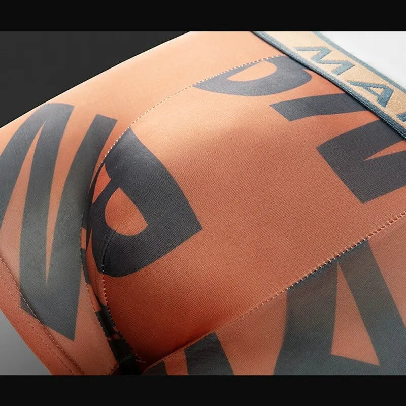 4Pcs Fashion Men Panties Seamless Letter Printed Underpants Breathable Man Underwear Plus Size Male Boxer Calzoncillo Hombre Hot