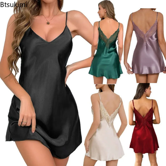 2026 Sexy Nightdress Women's Nightgown V-neck Night Dress Sleeveless Lace Soft and Comfortable Loungewear Sleepwear Base Skirt