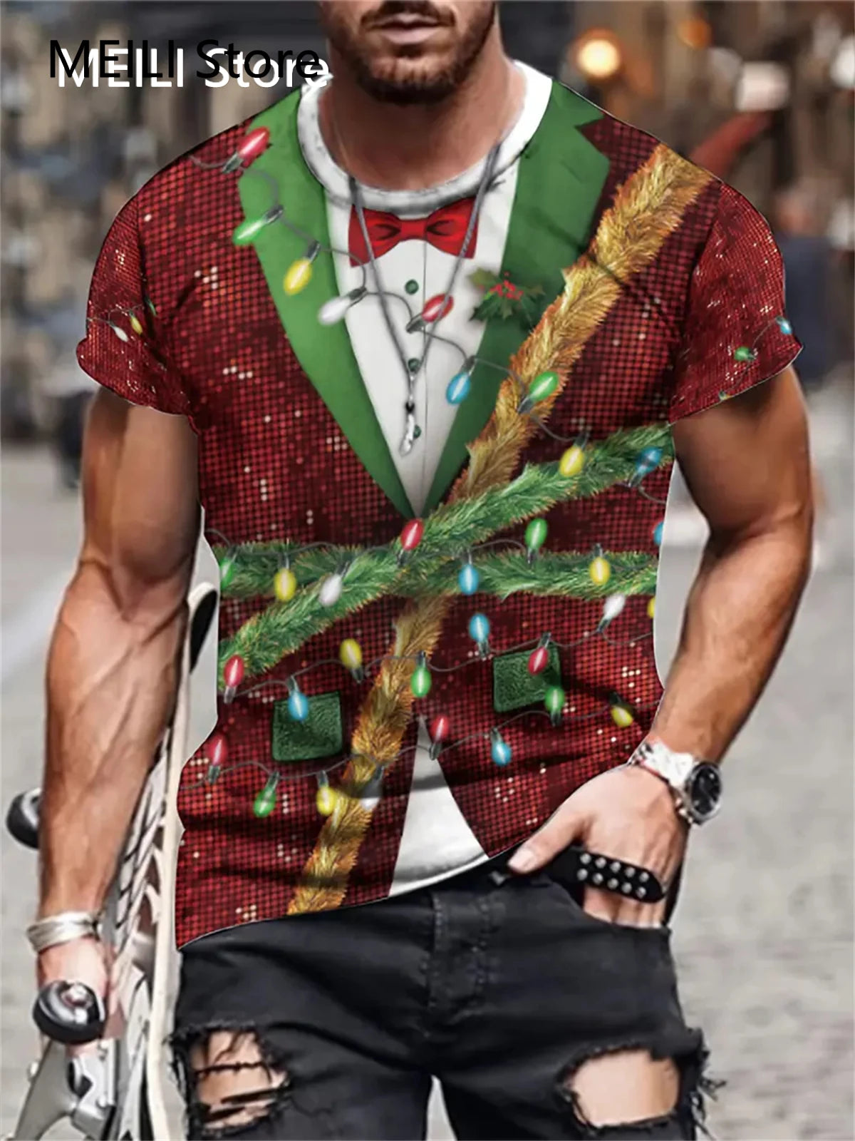 Christmas Men's T Shirt 3D Print Casual Short Sleeve Tees Street Fashion Crew Neck Pullover Male Oversized Clothing Sweatshirt