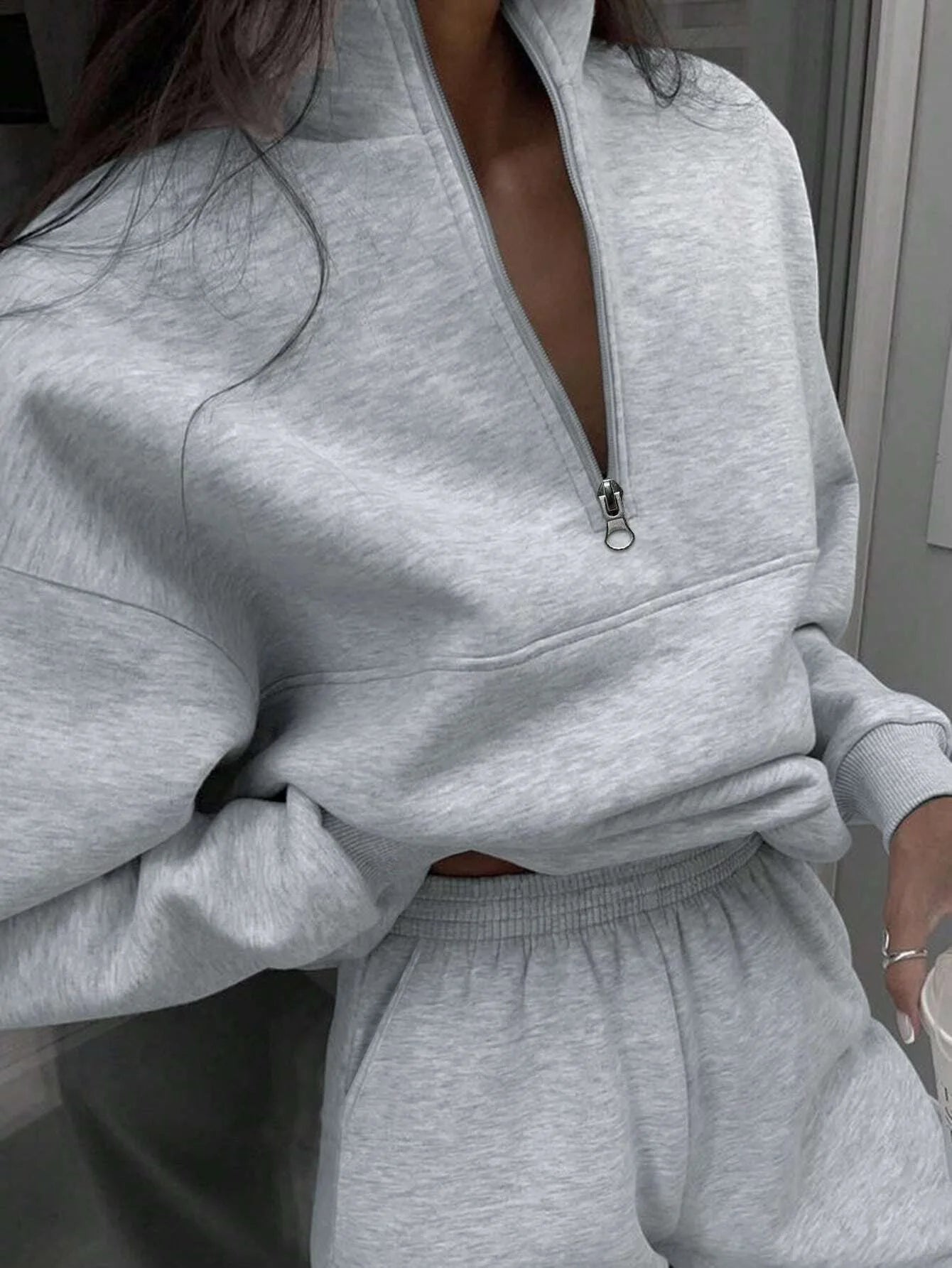 2026 Casual Pants Sets for Women Loose Long Sleeve Zipper Pullover Elastic Waist Trousers Two-piece Sets Women Tracksuit Outfits