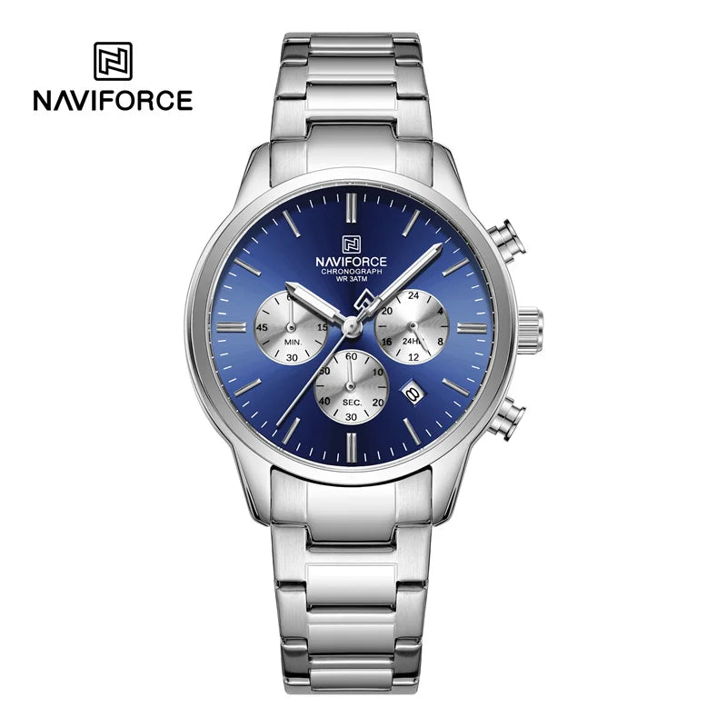 NAVIFORCE New Style Sporty 3ATM Waterproof Shockproof Stainless Strap  Man's Wristwatch Luxury Fashion Quartz Watches Men‘s Gift