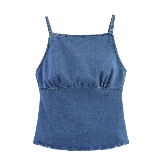 2025 Spring/Summer New European and American Style Women's Fashion Sexy Spicy Girl Versatile Strap Denim Top