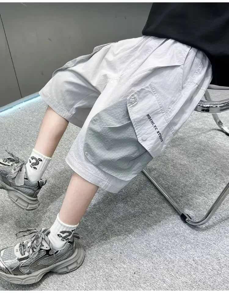 Kids Teenage Casual Baggy Shorts Quick Dry 5 Point Pants Summer Boys Sporty Shorts Pockets Trousers for Kids Clothing
