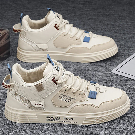 Men's Trend Casual Shoes Leather Shoes White Sneakers Leisure Male Sneakers Non-slip Footwear Men Vulcanized Shoes Size 39-46
