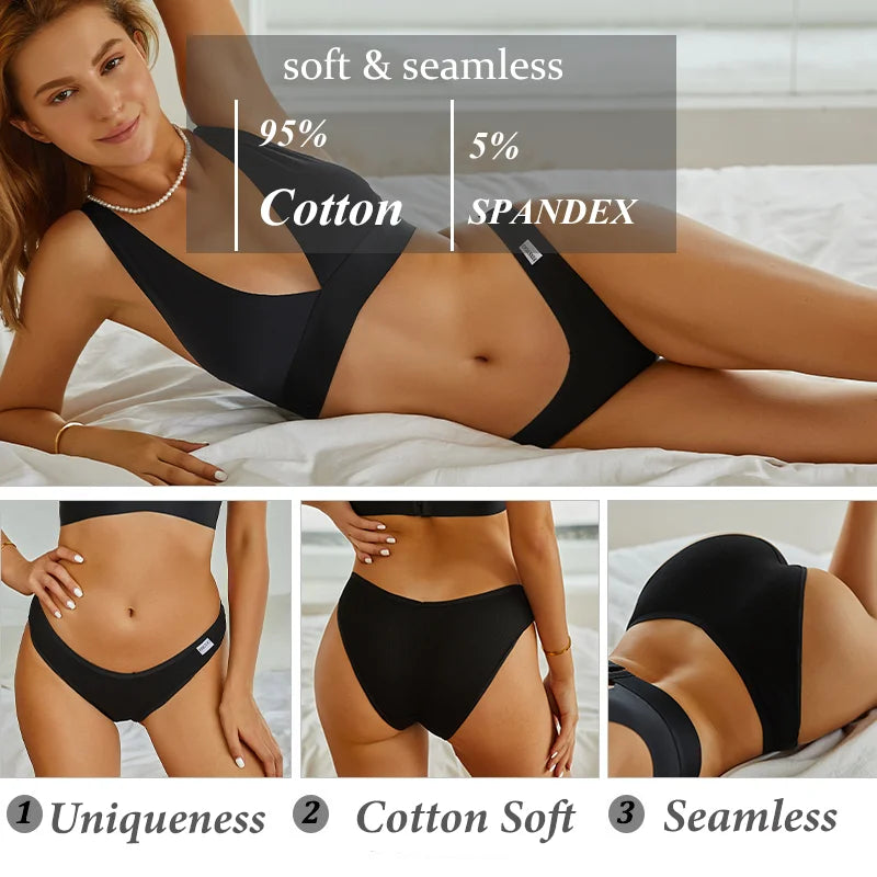 5PCS Women Cotton M-4XL Panties Briefs Female Sexy V Wasit Underwear Ladies Underpants Pantys Girls Plus Size Intimates Lingerie