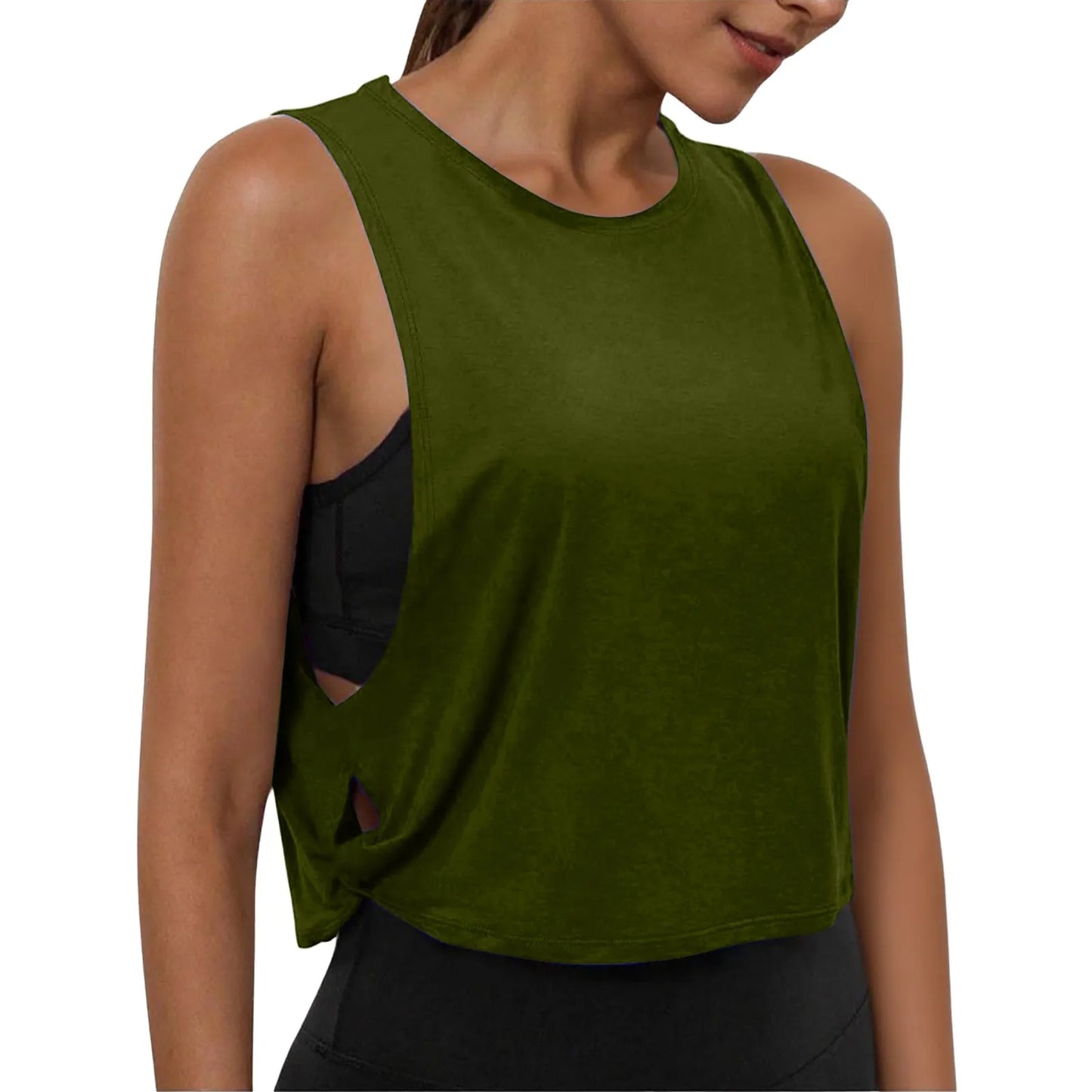 Women Sleeveless Yoga Top Breathable Gym Vest Tank Crop Top Running Tee