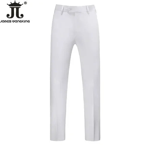 British Style Solid High Waist Trousers Men Formal Trousers High Quality Slim Fit Business Casual Suit Pants Groom Wedding Dress