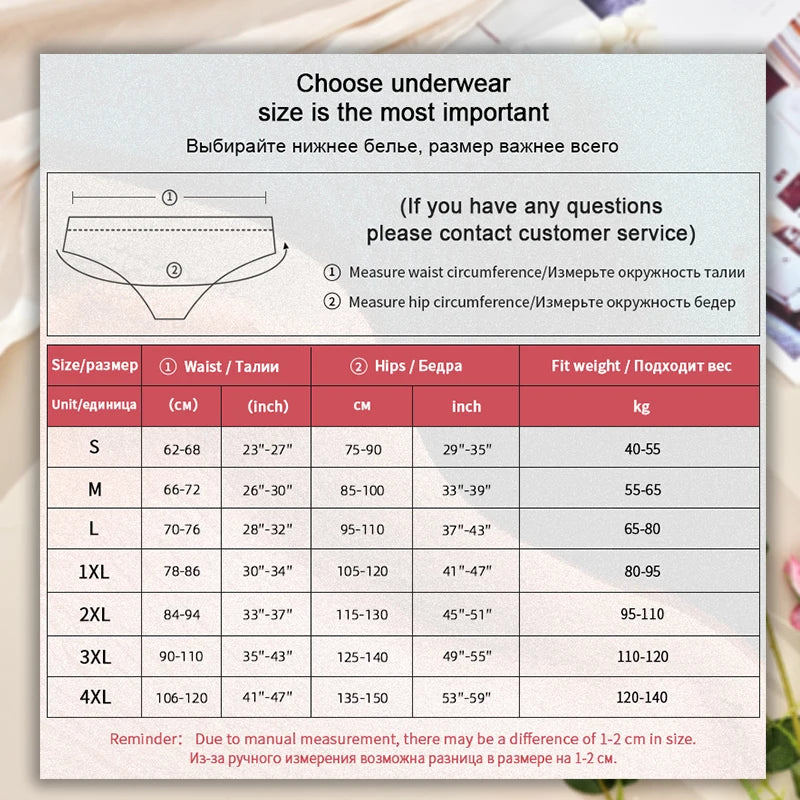 Plus Size Women's Sexy Panties S-4XL Wide Size Range Ultra-Thin Transparent Fabric Soft Comfortable Elegant Lady's Intimate Wear
