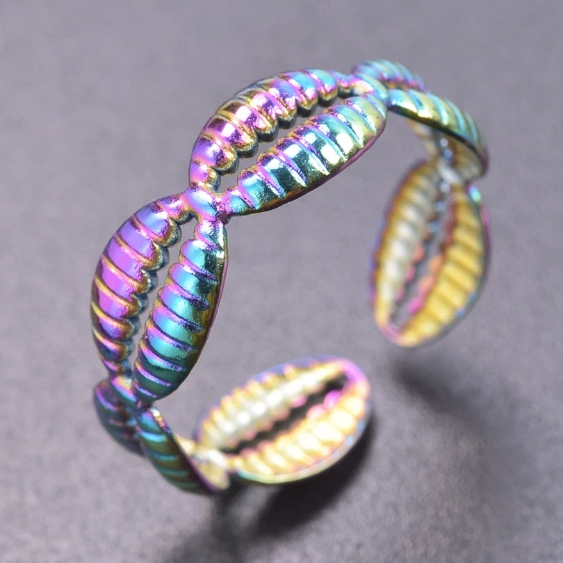 Fashion 5pcs/lot Marine Jewelry Sea Animals Conch Starfish Shell Rings Stainless Steel Rings Jellyfish Scallop Oceans Women Gift
