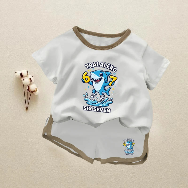 Kids Clothes Sets 2026 Summer Baby Boys Girls 67 Six Seven Short Sleeves T-Shirt+Shorts 2 Piece Outfit Children Casual Tracksuit
