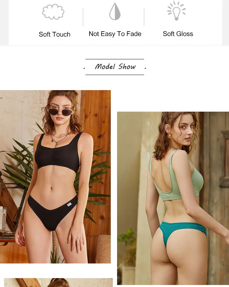 10PCS/Set Women Waffle Cotton Thongs Panties Female Breathable G-String Underwear Ladies Sexy V Waist Bikini Girls Soft Lingerie