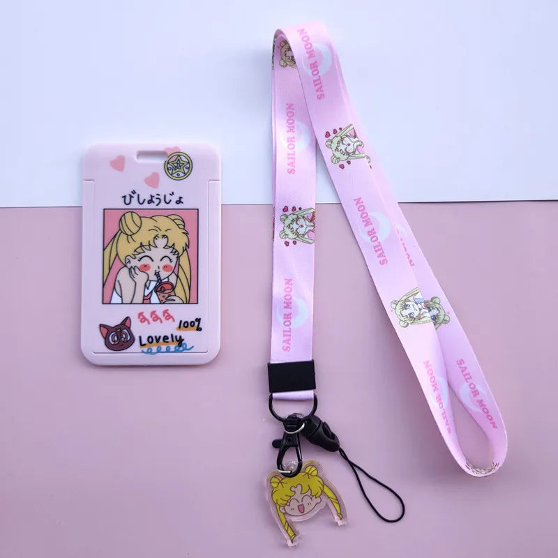 New Cartoon Girls Anime Lanyard Credit Card ID Holder Bag Student Women Travel Bank Bus Business Card Cover Badge